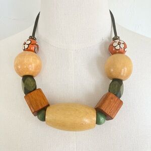Handmade wood macrame bead necklace!